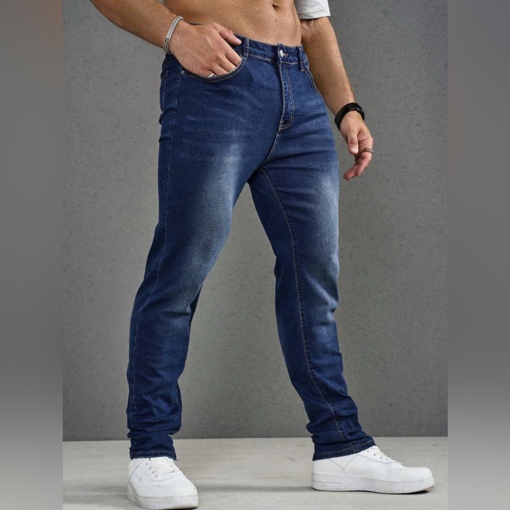 Manfinity Homme Men's Casual Straight-Leg Jeans With Pockets